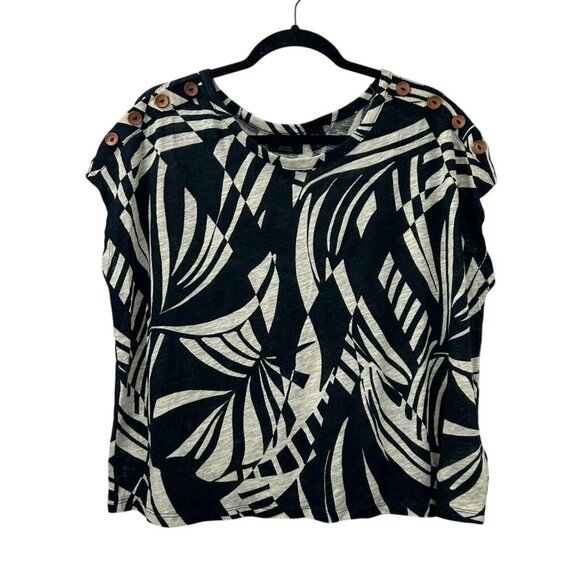 Tahari Tops - Tahari Women's Size Large Linen Blend Short Sleeve Button Shoulder Top Blouse